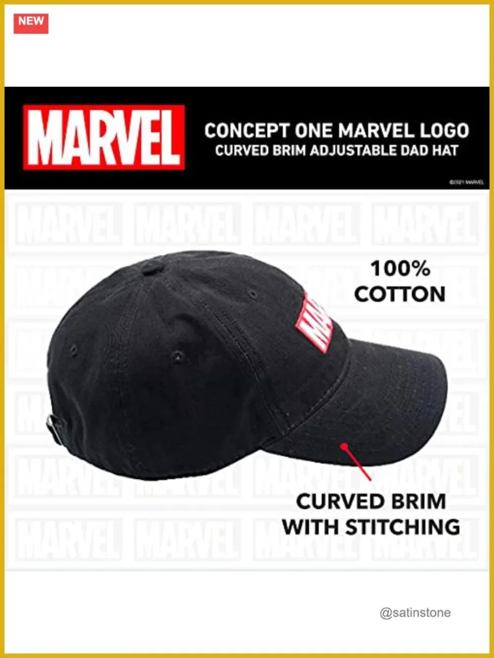 Marvel Logo Cotton Adjustable Dad Hat, One Size